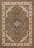 Well Woven Barclay Collection Medallion Kashan Green 5x7 Area Rug - for Living Room, Bedroom, and Dining Room