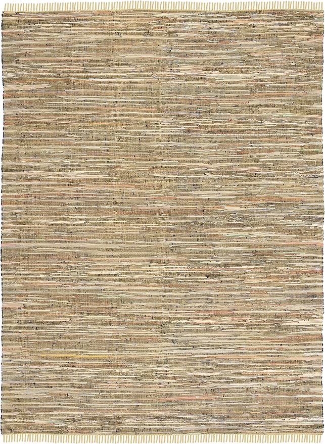 SAFAVIEH Rag Rug Collection Area Rug - 9' x 12', Yellow & Multi, Handmade Boho Stripe Cotton, Ideal for High Traffic Areas in Living Room, Bedroom (RAR121H)