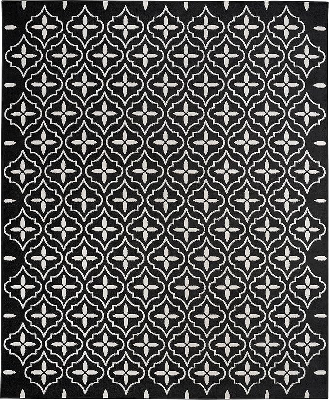 Nourison Home Nourison Essentials Black Ivory 8' x 10' Area Rug - Easy Clean, Non Shedding, Bed Room, Living Room, Dining Room, Kitchen (8' x 10')