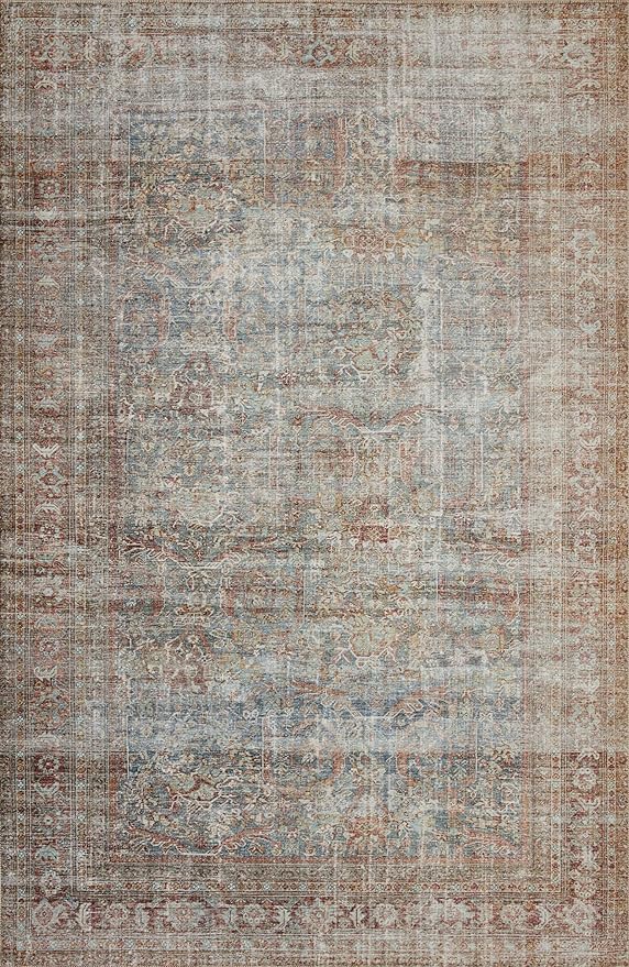 Loloi Chris Loves Julia Jules Collection JUL-05 Lagoon/Brick 2'-3'' x 3'-9'', .13" Pile Height, Accent Rug
