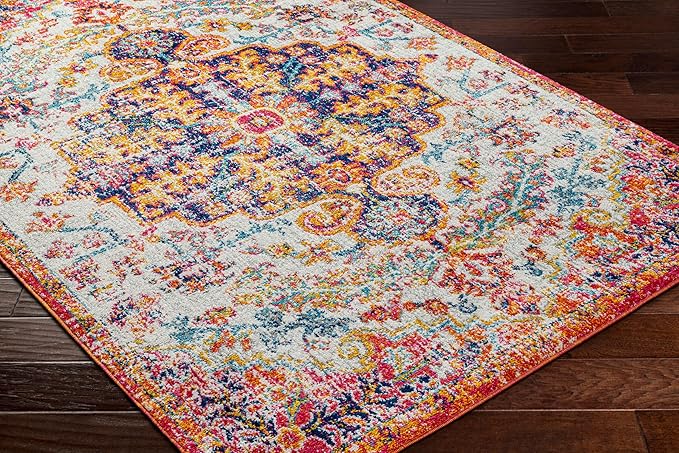 Livabliss Area Rugs - 8x10 Odelia Vintage Boho Beige Mustard Gray Area Rug for Living Room Bedroom - Floral Medallion Stain Resistant Carpet for Kitchen, Nursery, Office (7'10" x 10'3")