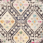 SAFAVIEH Madison Collection Area Rug - 6'7" Round, Black & Yellow, Boho Diamond Distressed Design, Non-Shedding & Easy Care, Ideal for High Traffic Areas in Living Room, Bedroom (MAD418Z)