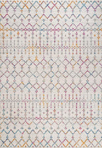 JONATHAN Y Boho Vintage Diamond Ivory/Multi Indoor Area Rug 4X6 ft, Moroccan Hype for Living Room, Bedroom, Kitchen, Office, Easy-Cleaning, High Traffic, Pet-Friendly, Non-Shedding (MOH101E-4)