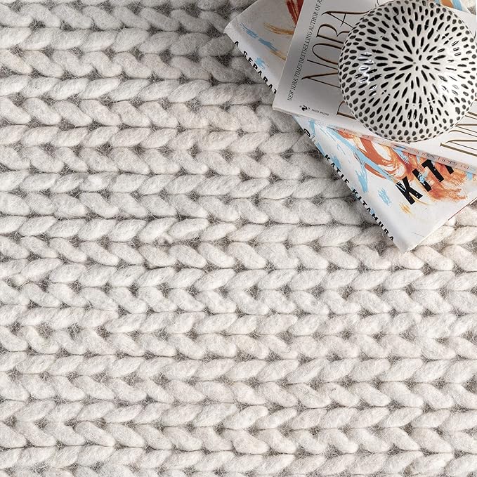 Nuloom Penelope Off-White/Ivory, 2'6" x 6', Hand-Braided, Wool & Cotton, Soft and Textured, High Traffic, Stain Resistant, Easy Clean, Durable Runner for Bedroom, Living Room, Dining, Entryway