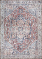 Bloom Rugs Washable Non-Slip 9' x 12' Rug - Red/Blue Traditional Medallion Area Rug for Living Room, Bedroom, Dining Room, and Kitchen - Exact Size: 9' x 12'