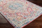 Livabliss Area Rugs - 2x3 Romaine Vintage Boho Rose Navy Sky Blue Area Rug for Living Room Bedroom - Floral Medallion Stain Resistant Carpet for Kitchen, Nursery, Office (2' x 3')