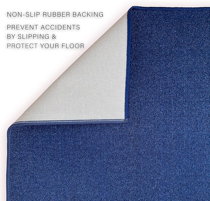 Custom Made Runner Rug Low Pile with Rubber Backing for Kitchen Foyer Hallway Entry Choose Your Length Size 26 Inch Wide Solid and Plain Dark Blue Color (33 feet x 26 inch)