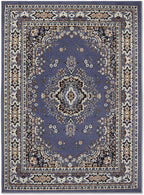 Home Dynamix Premium Sakarya Traditional Medallion Border Area Rug, Country Blue, 21"x35" Rectangle