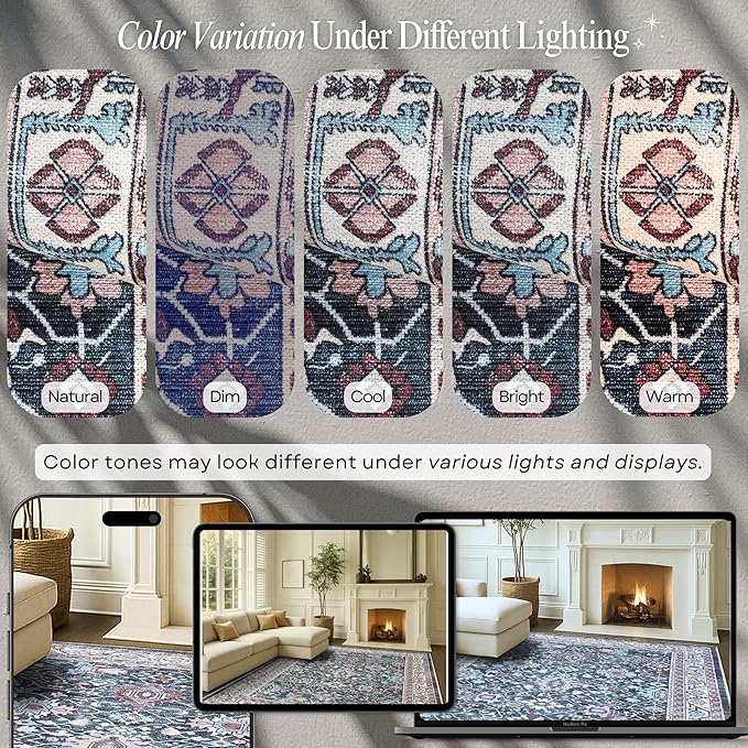 Fame Rugs Turkish Rug. Washable Vintage Oriental Antique Inspired Traditional Doormat Small Modern Area Rugs Luxury Entryway Entry Bedroom Bathroom Kitchen (409CN, 2' x 3')