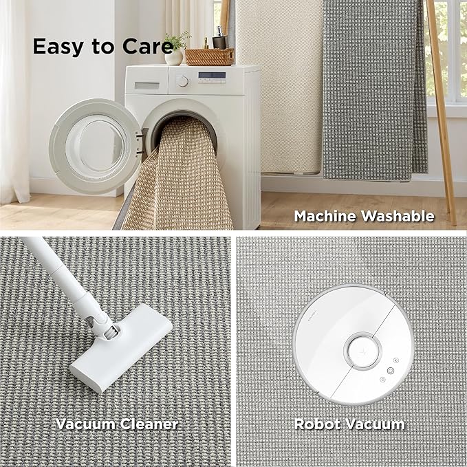 Bedsure 6x9 Faux Wool Area Rugs for Living Room, Machine Washable Carpet, Non-Slip Backing, Pet Friendly Throw Rug for Bedroom Dining Room, Gray