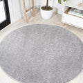 Eyely UES100A-8R Supersoft Haze Solid Low-Pile Indoor Area Rug, Coastal, Bohemian, Minimalist, Classic, Casual for Bedroom,Kitchen,Living Room,Non Shedding,Easy-Washing, Gray, 8' Round