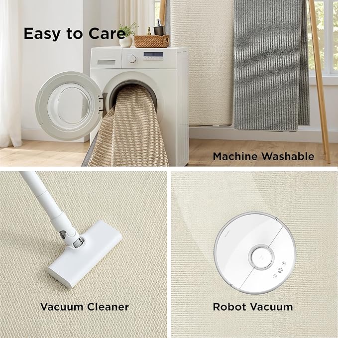 Bedsure 4x6 Faux Wool Area Rugs for Living Room, Machine Washable Carpet, Non-Slip Backing, Pet Friendly Throw Rug for Bedroom Dining Room, Linen