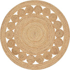Savi Home Hand Woven Jute Braided Dot Rug, 3' Round - Natural, Reversible Area Rugs for Living Room, Farmhouse, Kitchen, Handcrafted 3 Feet Round Area Rugs - Natural
