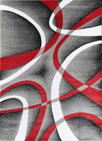 GLORY RUGS Modern Area Rug 5x7 Red Swirls Carpet Bedroom Living Room Contemporary Dining Accent Sevilla Collection 4816A (Grey Red)