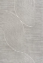 JONATHAN Y Hallie High-Low Curve Gray/Ivory Indoor/Outdoor Area Rug, 10x14, Minimalist, Pet Friendly, Non-Shedding, Stain Resistant, Hose-Washable for Backyard, Patio, Porch (SCN100A-14)