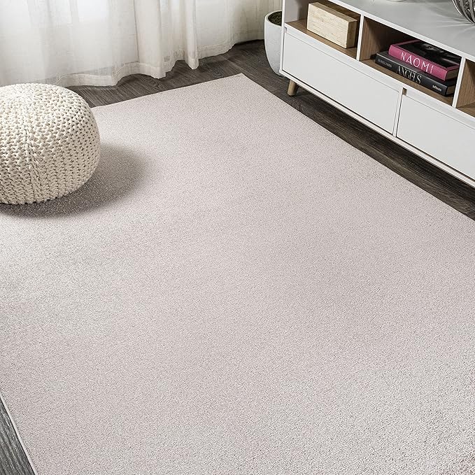 Eyely UES100G-3 Supersoft Haze Solid Low-Pile Indoor Area Rug Casual;Contemporary;Solid;Traditional, Bedroom, Kitchen, Living Room, Easy-Cleaning, Non-Shedding, 3 X 5, Beige