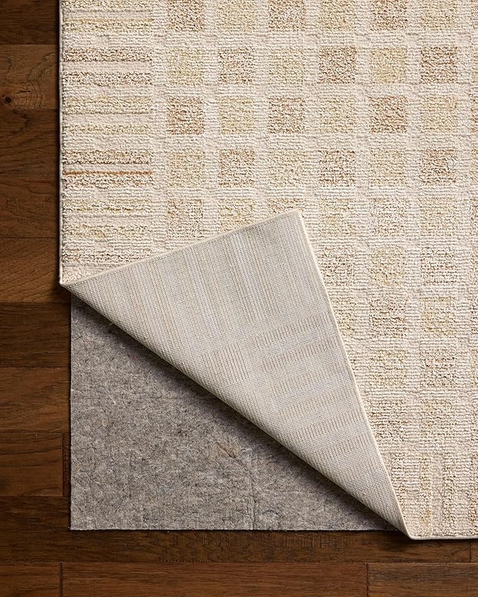 Loloi Chris Loves Julia Calvin Collection CLV-03 Bone/Natural 7'-10" x 10' Area Rug Checkered Neutral Soft Living Room Bedroom Carpet
