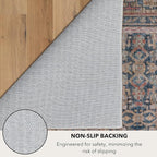 Kuden 9x12 Large Area Rug, Machine Washable Area Rug with Non-Slip Backing, Vintage Style, Soft, Easy Clean, Low Pile Rug for Living Room, Bedroom, Dining Room