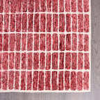 Hand-Tufted 100% Wool Area Rug – Unique Modern Geometric Grid Pattern, Soft Plush Textured Carpet for Living Room, Bedroom, Dining Room & Entryway (Brick Red, 7' x 9')