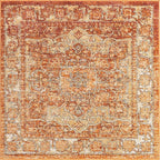 Unique Loom Isabella Collection Area Rug - Adjani (5' 1" Square, Rust Red/ Black)