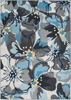 Rugshop Gray Large Floral Non-Slip Area Rug Fade Resistant for Living Room, Dining Room and Bedroom, 6'6" x 9'