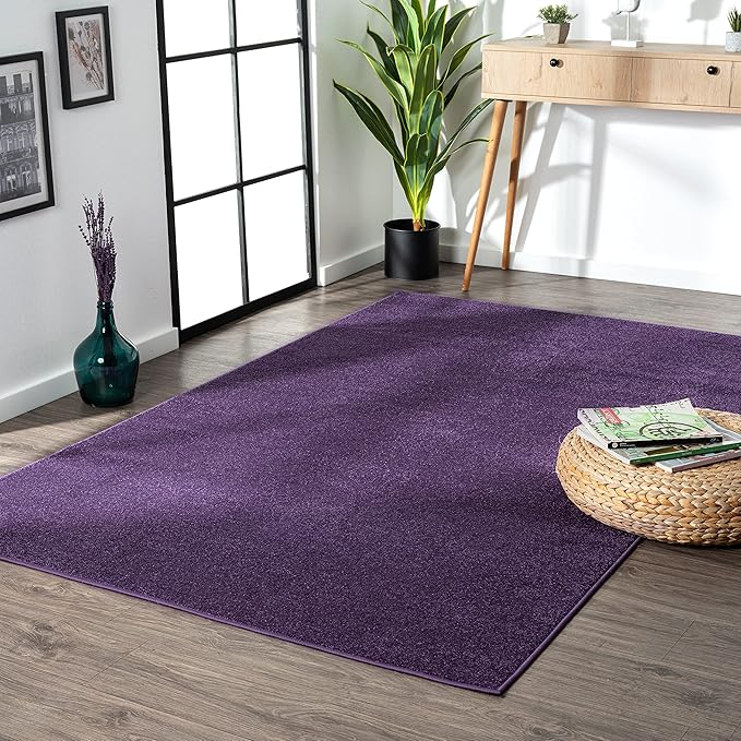 JONATHAN Y Haze Solid Low-Pile Purple Indoor Area Rug 5x8, Coastal,Bohemian,Minimalist,Classic, Easy-Cleaning for Living Room,Bedroom,Kitchen,Pet Friendly,Non-Shedding (SEU100N-5)
