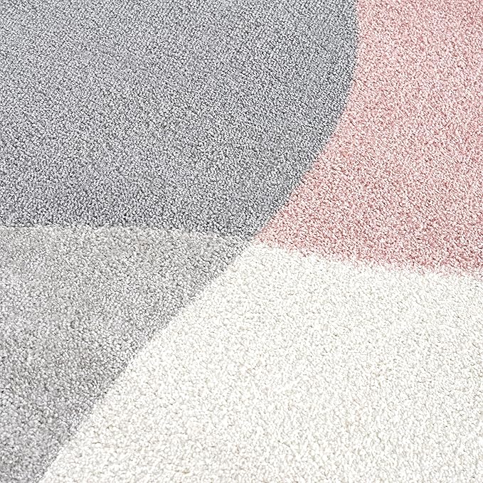 Abani Rugs Cream and Pink 8 ft. x 10 ft.(7'9"x10'2") Contemporary mid-Century Rug with Beige and Pink Geometric Circle. Minimalistic Design Rectangular Area Rug. Turkish Stain Resistant Area Rug.