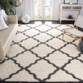 SAFAVIEH Dallas Shag Collection Area Rug - 8' Square, Ivory & Dark Grey, Trellis Design, Non-Shedding & Easy Care, 1.5-inch Thick Ideal for High Traffic Areas in Living Room, Bedroom (SGD257H)