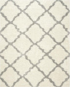 SAFAVIEH Dallas Shag Collection Area Rug - 6' x 9', Ivory & Grey, Trellis Design, Non-Shedding & Easy Care, 1.5-inch Thick Ideal for High Traffic Areas in Living Room, Bedroom (SGD257F)