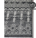 FH Home Flat Woven Outdoor Rug - Waterproof, Easy to Clean, Stain Resistant - Premium Polypropylene Yarn - Boho Moroccan - Large Patio, Deck, Sunroom - Dakar - Charcoal - 7ft 10in x 10ft 9in