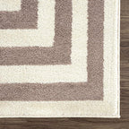 Abani Contemporary Beige & Ivory 5'3" x 7'6"(5'x8') Area Rug, Contrasting Geometric Modern Stripe Symmetrical Living Room Carpet Rugs