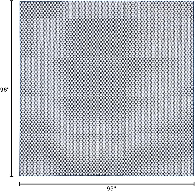 Nourison Home Courtyard Ivory Blue 8' x Square Area Rug - Easy Clean, Non Shedding, Bed Room, Living Room, Dining Room, Kitchen (8' x Square)