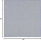 Nourison Home Courtyard Ivory Blue 8' x Square Area Rug - Easy Clean, Non Shedding, Bed Room, Living Room, Dining Room, Kitchen (8' x Square)