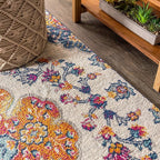 JONATHAN Y Boho Vintage Blue/Multi 6' Round Area Rug, Bohemian Flair Medallion, Floral Easy-Cleaning High Traffic for Living Room, Bedroom, Kitchen, Pet-Friendly, Non Shedding (BMF106A-6R)