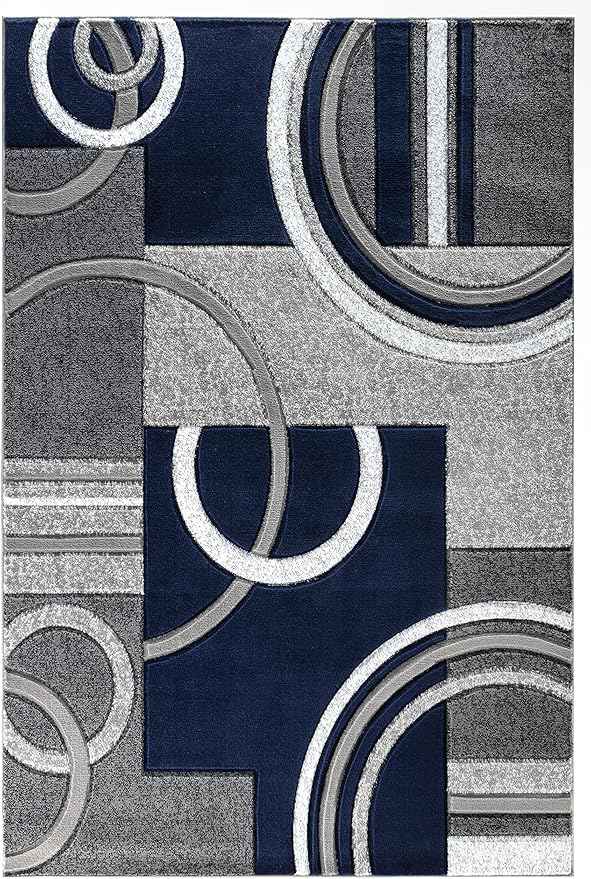 GLORY RUGS Area Rug Modern Soft Hand Carved Contemporary Floor Carpet with Premium Fluffy Texture for Indoor Living Dining Room and Bedroom Area (2x3, Navy)