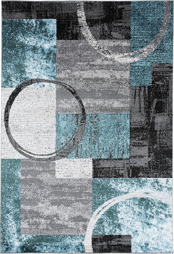 Rugshop Contemporary Circle Design Area Rug, Durable Fade-Resistant Carpet Alfombras for Bedroom, Living Room and Dining Room, Gray, 5'3" x 7'3"