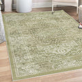 Ambesonne Victorian Decorative Rug, Floral Swirls Weathered Look Blooming Vintage Style Leaves Illustration, Quality Carpet for Bedroom Dorm and Living Room, 4' X 5' 5", Khaki Olive Green