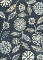 Maples Rugs Reggie Floral Area Rug - Made in USA - Low Pile, Non Slip, Pet-Friendly Mat for Living Room, Bedroom, and Office, 7' x 10', Persian Blue