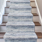 Well Woven Custom Size Hallway & Stair Runner- Harlow Delphi Blue 31 Inches Wide x 22 Feet Long Runner (31" x 22') Runner Rug - Modern Stripes Pattern, Ultra-Soft, Easy-Clean