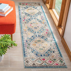 SAFAVIEH Madison Collection Runner Rug - 2' x 8', Dark Blue & Yellow, Boho Diamond Distressed Design, Non-Shedding & Easy Care, Ideal for High Traffic Areas in Living Room, Bedroom (MAD418N)