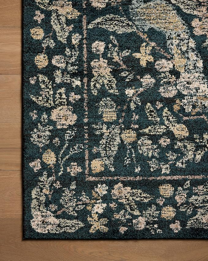 Loloi Rifle Paper Co. Laurel Collection LAU-05 Navy/Multi 2'-8" x 10' Runner Rug
