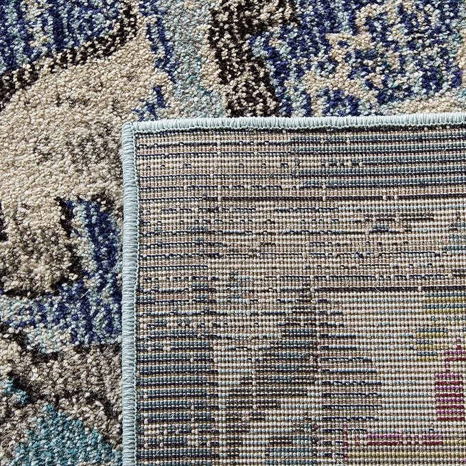 SAFAVIEH Monaco Collection Runner Rug - 2'2" x 22', Navy & Light Blue, Boho Chic Medallion Distressed Design, Non-Shedding & Easy Care, Ideal for High Traffic Areas in Living Room, Bedroom (MNC243N)