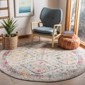 SAFAVIEH Madison Collection 3' Round Grey / Yellow MAD418F Boho Diamond Distressed Non-Shedding Dining Room Entryway Foyer Living Room Bedroom Area Rug