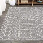 JONATHAN Y Boho Vintage Diamond Gray/Ivory Indoor Area Rug 5X8 ft, Moroccan Hype for Living Room, Bedroom, Kitchen, Office, Easy-Cleaning, High Traffic, Pet-Friendly, Non-Shedding (MOH101C-5)