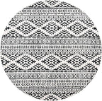 SAFAVIEH Tulum Collection Area Rug - 10' Round, Ivory & Black, Moroccan Boho Tribal Design, Non-Shedding & Easy to Clean, Ideal for Living Room, Bedroom, Dining Space (TUL272B)