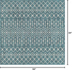 Unique Loom Outdoor Trellis Collection Area Rug - Tribal Trellis (7' 10" Square, Teal/ Ivory)