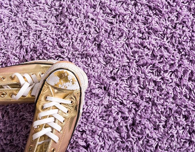 Unique Loom Solid Shag Collection Area Rug (2' 6" x 13' 1" Runner, Lilac)