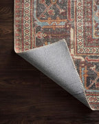 Loloi II Loren Collection LQ-13 Brick/Midnight 18" x 18", Sample Rug, Soft, Durable, Vintage, Distressed, Low Profile, Non-Shedding, Easy Clean, Living Room Rug