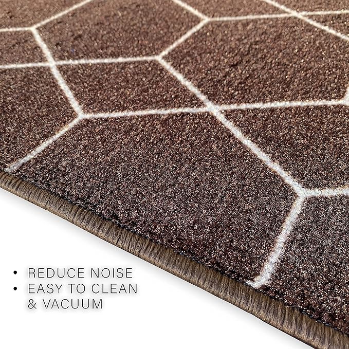 Custom Made Runner Rug for Kitchen Foyer Hallway Entry Choose Your Length Size 26 Inch Wide Geometric Lattice Design Brown Color (18 feet x 26 inch)