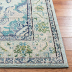 SAFAVIEH Monaco Collection Area Rug - 5'1" x 7'7", Light Blue & Ivory, Boho Chic Medallion Distressed Design, Non-Shedding & Easy Care, Ideal for High Traffic Areas in Living Room, Bedroom (MNC243K)